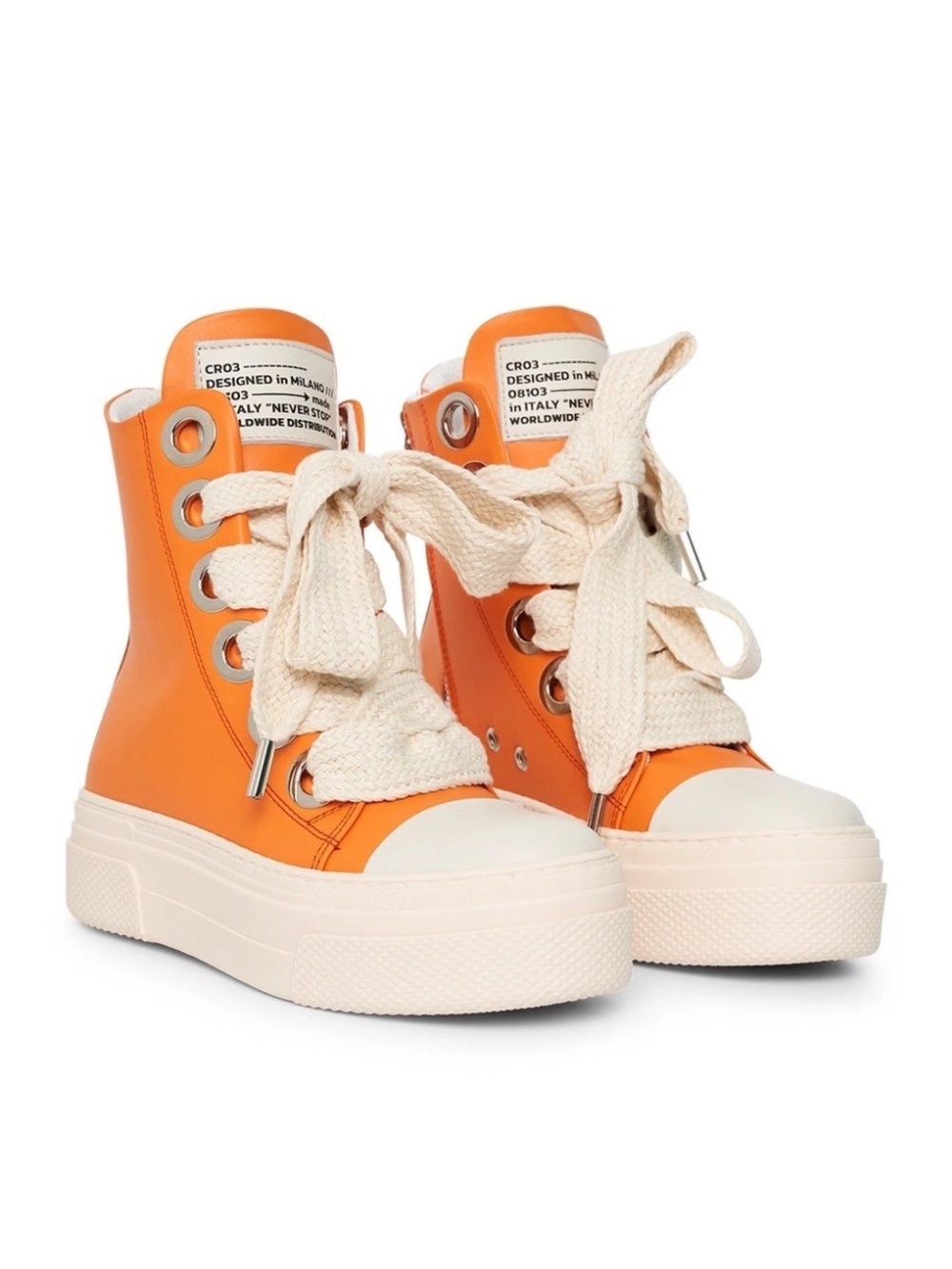 CRISTIANZEROTRE Calipso
300- Women's orange leather zip up boots size 8.5/9